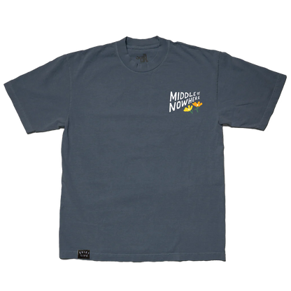 Quiet Life x Lonely Palm Ranch - Middle of Nowhere Embroidered T: Dolphin Blue