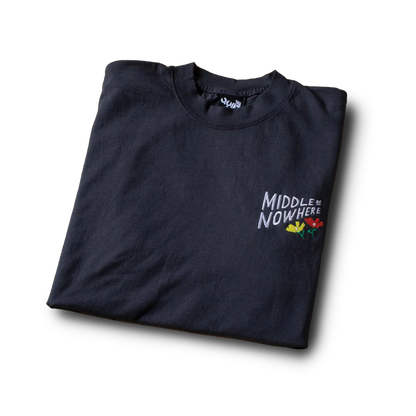 Quiet Life x Lonely Palm Ranch - Middle of Nowhere Embroidered T: Dolphin Blue