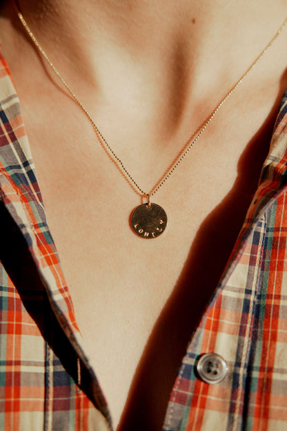 Gold Disc Necklace: LONELY