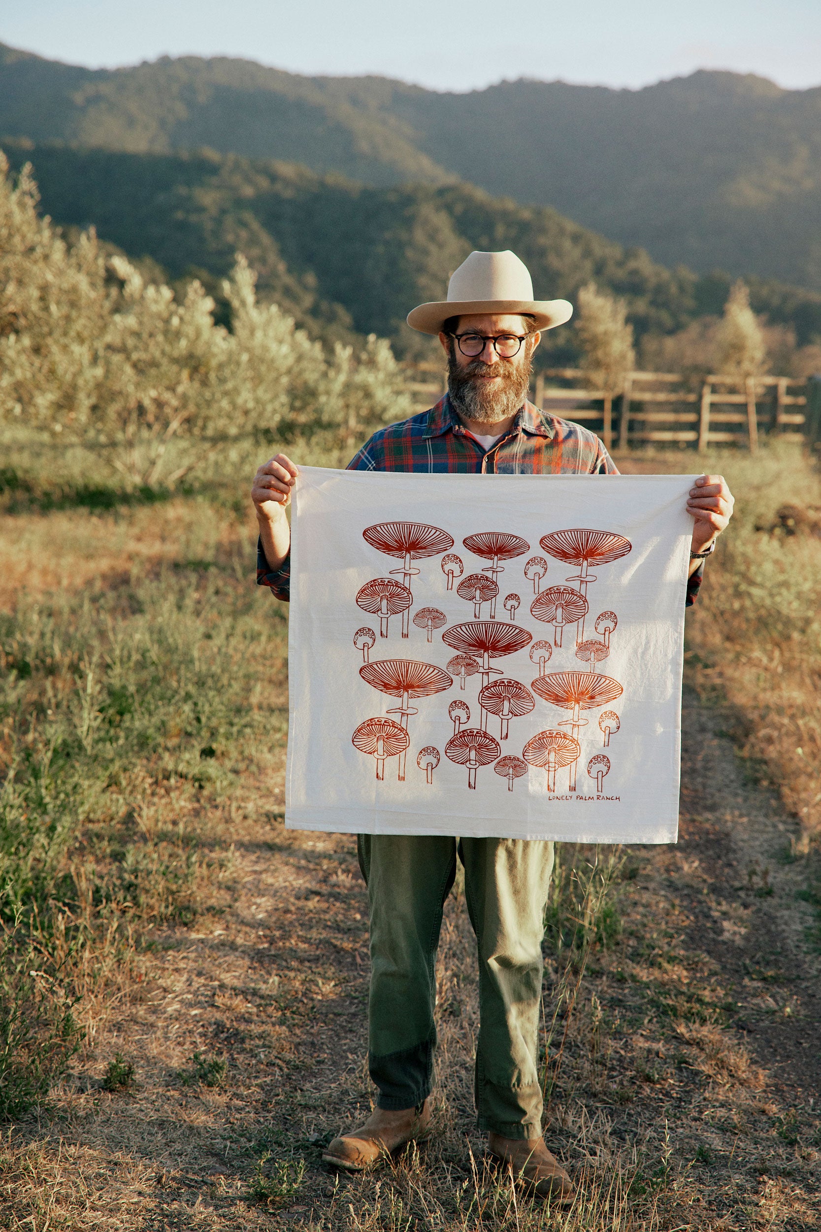 Mushroom Tea Towel: Brown Cap – Lonely Palm Ranch Arroyo Grande