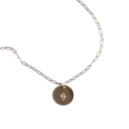 Gold Disc Necklace: Cactus