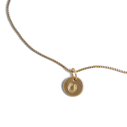 Gold Disc Necklace: Horseshoe